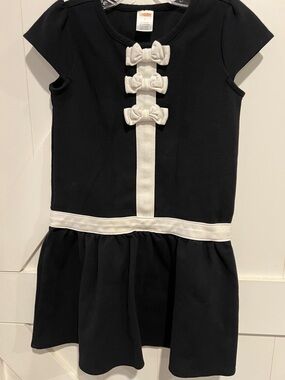 Gymboree Black Dress with White Bows and Trim